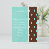 Blauw en bruin met polka stippen 5x4 uitnodiging (Staand voorkant)