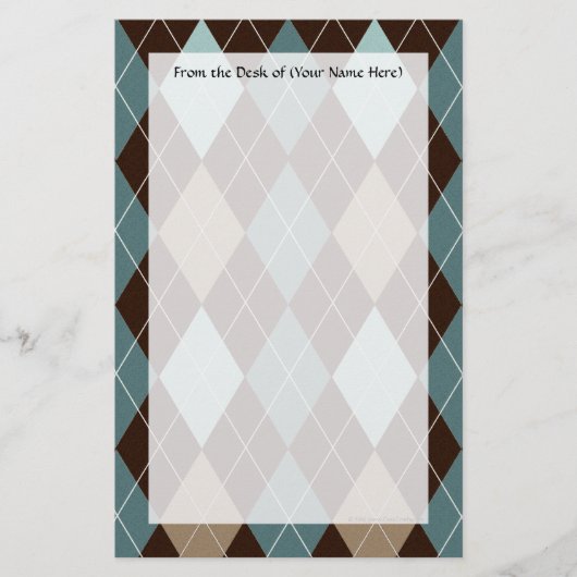 Blauw en bruin Mode Patroon Briefpapier (Voorkant)