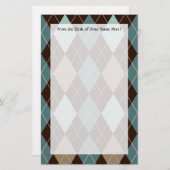 Blauw en bruin Mode Patroon Briefpapier (Voorkant / Achterkant)