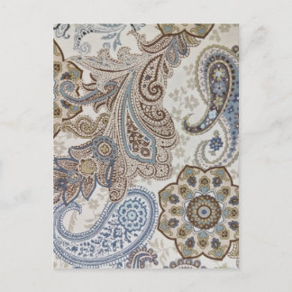 Blauw en bruin paisleypatroon briefkaart