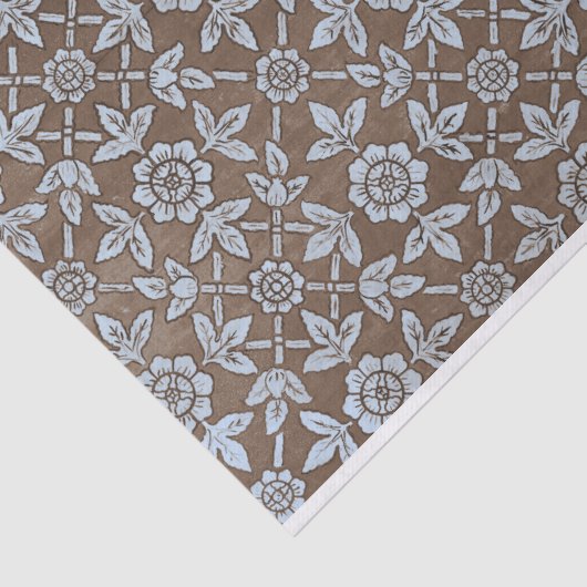 Blauw en bruin patroon tissuepapier (Detail)