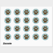 Blauw en Bruin Paw Print Pattern Stickers (Vel)
