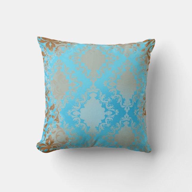 Blauw en bruin Sierkussen (Voorkant)