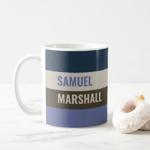 Blauw en Bruin Stripes Patroon Gepersonaliseerd Koffiemok