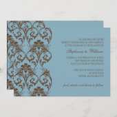 Blauw en Bruin Vintage Bruiloft Uitnodiging (Voorkant / Achterkant)