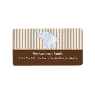 Blauw en bruin zweet Baby Elephant Etiket