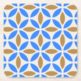 Blauw- en bruine Spaanblad Vierkante Kartonnen Onderzetter