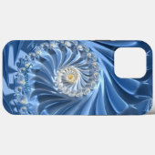 Blauw en Chique Abstracte Fractal Art Met Naam Case-Mate iPhone Case (Achterkant (horizontaal))