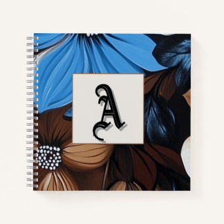 Blauw en Chocolade Bloemen - Gepersonaliseerde Mon Notitieboek