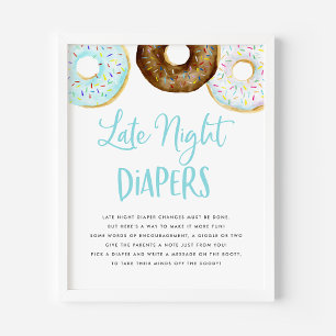 Blauw en Chocolade Donuts Late Night Luiers Spel Poster