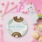Blauw en Chocolade Sprinkle Donuts Baby Sprinkle Papieren Bordje (Feest)