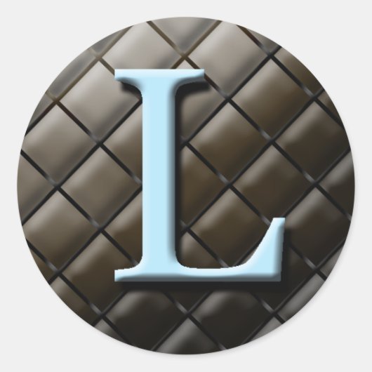 Blauw- en chocolademonogram L. Boormerken Ronde Sticker (Voorkant)