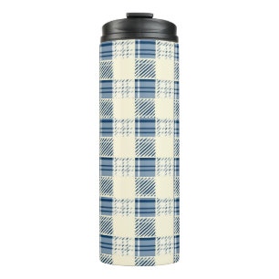 Blauw en citroen Plaid Thermosbeker