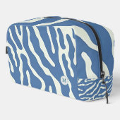 Blauw en crème Abstract Wavy Lines make-up tas (Rechterhoek)