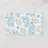 Blauw en Crème Bloemmotief op Witte Moeder's Helpe Contactkaartje (Achterkant)
