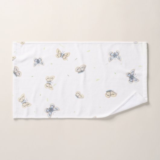 Blauw en crème Butterflies Charming Garden Fauna Handdoek (Handdoek)