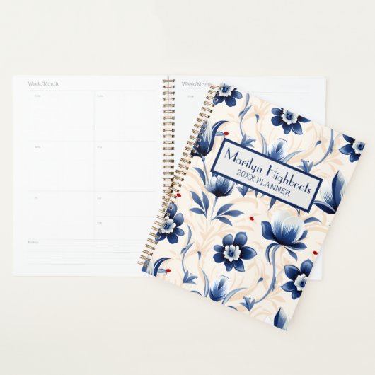 Blauw en Crème Frans Geïnspireerd Planner (Display)