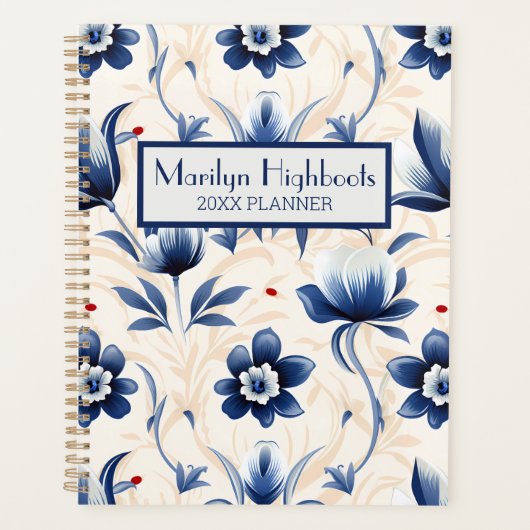 Blauw en Crème Frans Geïnspireerd Planner (Voorkant)