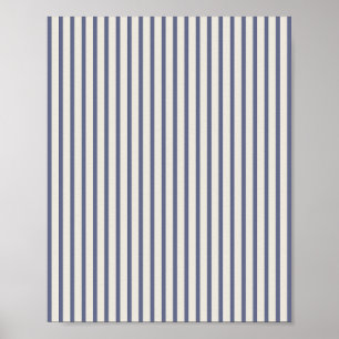 Blauw en crème gestreept poster