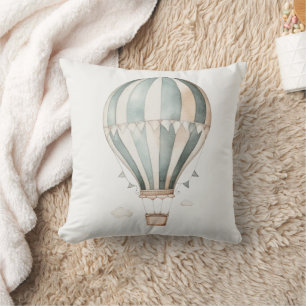 Blauw en crème heteluchtballon kussen