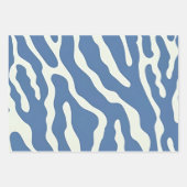 Blauw en crème Modern Abstract Wavy Lines Patroon Inpakpapier Vel (Voorkant)