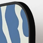 Blauw en crème Modern Abstract Wavy Lines Patroon Pickleball Paddle (Links Detail)