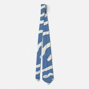 Blauw en crème Modern Abstract Wavy Lines Patroon Stropdas