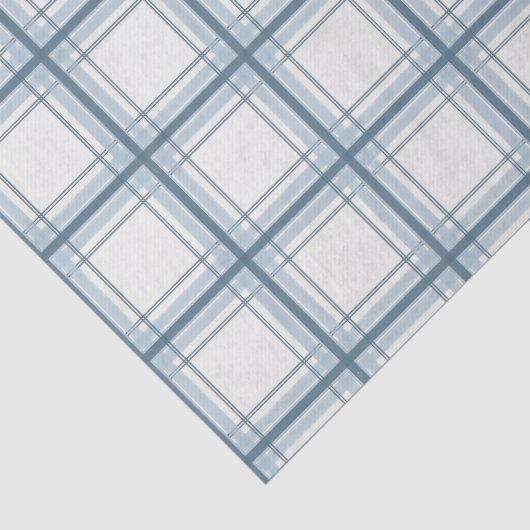 Blauw en Crème Plaid Patterned Tissuepapier (Detail)
