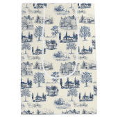 Blauw en crème tegel gefeliciteerd medium cadeauzakje (Achterkant)