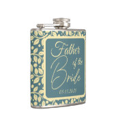 Blauw- en crèmeblaaspatroon vader van de bride heupfles (Rechts)