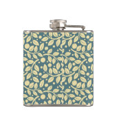 Blauw- en crèmeblaaspatroon vader van de bride heupfles (Achterkant)