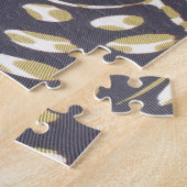 Blauw en crèmekleurig uiteinde ovaal patroon legpuzzel (Zijkant)