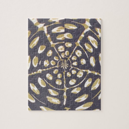 Blauw en crèmekleurig uiteinde ovaal patroon legpuzzel (Verticaal)