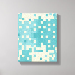 Blauw- en cyanpixelpatroon canvas afdruk