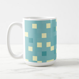 Blauw- en cyanpixelpatroon koffiemok