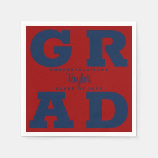 Blauw en donkerrood Afstuderen Servet (Voorkant)