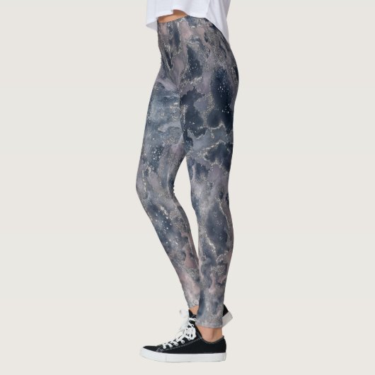 Blauw en dubbelzinnig Roos Roze Abstracte Waterver Leggings (Links)