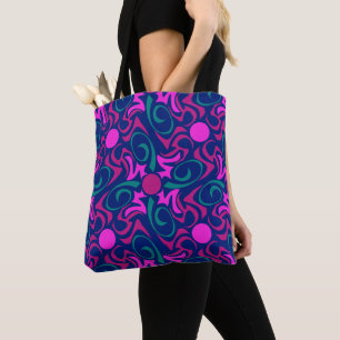 Blauw en Fuchsia roze ster naadloze vectorpatronen Draagtas