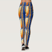 Blauw en geel abstract waterverf Patroon Art Leggings (Achterkant)