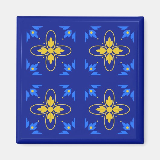 Blauw en geel Azulejo Magneet (Voorkant)