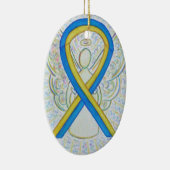 Blauw en geel bewustzijn Ribbon Angel Ornament (Rechts)