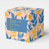 Blauw en Geel Bladige Botanische bruiloft dank u Bedankdoosjes (Voorkant Zijde)