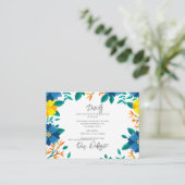 Blauw en Geel Bloemen Elegante Trouwdetails Informatiekaartje (Staand voorkant)