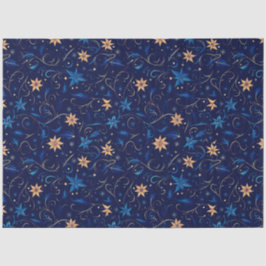 Blauw en geel Bloemen en Wijnstokken Kerstmis Tissuepapier