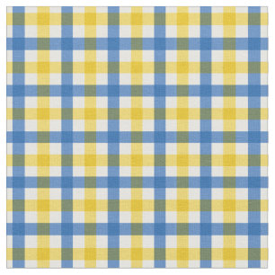 Blauw en geel, Bright Summer Gingham Pset/Tartan Stof