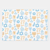 Blauw en geel Chanoeka Wrapping Papier Inpakpapier Vel (Voorkant)