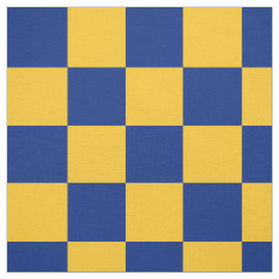 Blauw en geel dambordpatroon stof