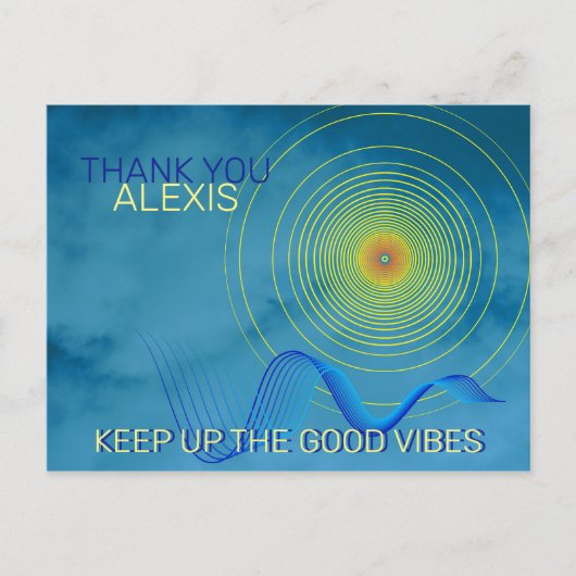 Blauw en geel Dank u wel De goede Vibes kunst Briefkaart (Voorkant)