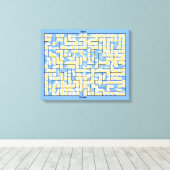 Blauw en geel doolhof puzzel canvas afdruk (Insitu (Houten vloer))