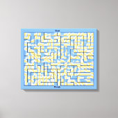 Blauw en geel doolhof puzzel canvas afdruk (Voorkant)